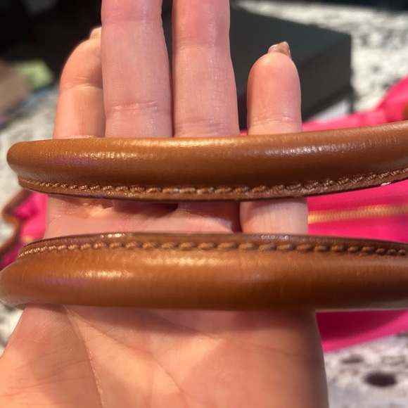 kate spade Hot Pink Nylon Satchel with Brown Leather Handles EUC - Picture 6 of 12